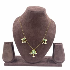 Invisible chain necklace with red floral pendant