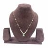Invisible chain necklace featuring a mintgreen rectangular stone and delicate white beads